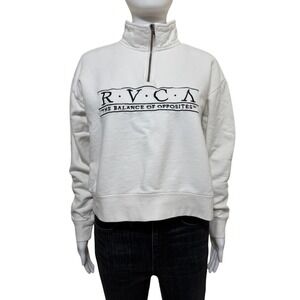 RVCA White Quarter Zip Pullover Sweatshirt XS